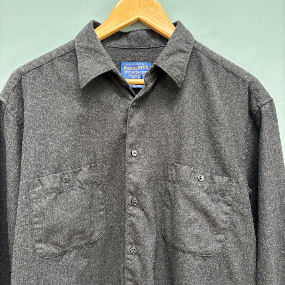 Pendleton Virgin Wool Dark Gray Button-Up Shirt L - image 2